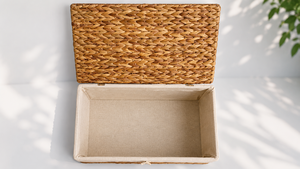 Natural Woven Water Hyacinth <b>Box</b> Vietnam Customized Size Logo Eco Flexible Rustic Storage Bin Container <b>Removable</b> Washable Cover - Product Image 6