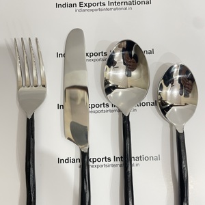 Juego de cubiertos Midnight Curve de acero inoxidable – Colección con mango negro – de Indian exports international - Product Image 6
