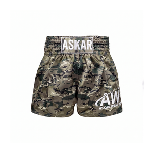 Shorts de Muay Thai et de Kickboxing Personnalisés en Gros - Polyester/Coton Imprimé à la Feuille, Unisexe, Séchage Rapide, Respirant, Léger, 160g - Product Image 1