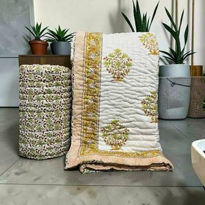 Beautiful Indian Jaipuri Block Print Double Bed Razai 90x108 Cotton Hand <b>Quilt</b> Traditional <b>Bedding</b> <b>for</b> Home Decor <b>for</b> Guest Room - Product Image 2