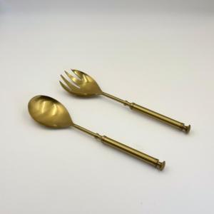 Servidor de Ensaladas con Acabado Dorado, de Acero Inoxidable, con Mango Redondo, para Mesa de Comedor, Juego de Servidores de Ensaladas - Product Image 3