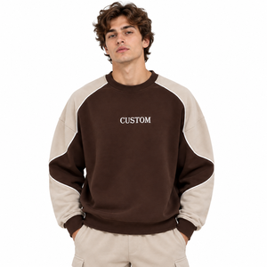 Men's Crewneck Sweatshirt Contrast Panel Pullover Color Block <b>Raglan</b> Sleeve Streetwear Casual Hoodie &<b>Top</b> Wholesale OEM Supplier - Product Image 1