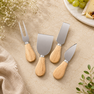 Rustic Oak <b>Cheese</b> Knife <b>Set</b> Premium Serving Tools for Charcuterie Boards Elegant Parties and Fine Dining - Product Image 1
