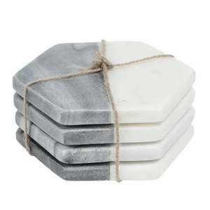 Ensemble de sous-verres en marbre naturel de conception moderne faits à la main, écologiques, durables et lavables pour les tasses à café et à thé - Product Image 2