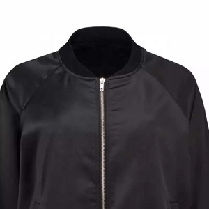 Chaqueta Bomber Negra para Mujer, Manga Larga, Cierre de Cremallera, Cuello Alto, Color Sólido, Material Poliéster, Ropa de Otoño 2026 - Product Image 2