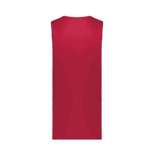 Maillot de basket sans manches pour homme, col en V, rouge, en polyester respirant, coupe classique, toutes saisons, pour adulte - Product Image 3