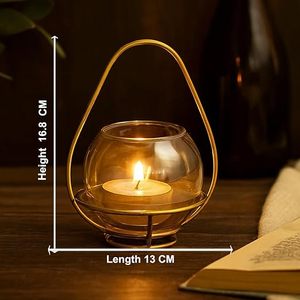 <b>Tea</b> <b>Light</b> <b>Holder</b> With <b>Glass</b> Jar Heat Resistant Home Decoration Lantern - Product Image 2