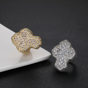 Mens 925 <b>Silver</b> Moissanite Baguette Cross <b>Ring</b> Iced Pave Religious <b>Statement</b> <b>Ring</b> Luxury Hip Hop Jewelry - Product Image 5