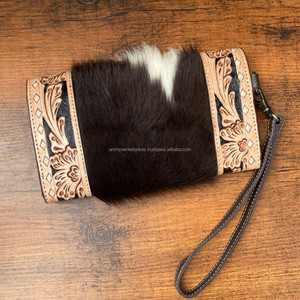 Recién llegado, cartera tallada a mano, embrague, pelo elegante en cuero de vaca, Cartera de mano, multiusos, carteras de cuero occidental - Product Image 5