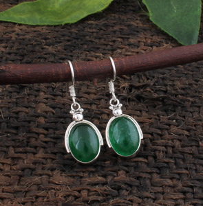 Pendientes de Jade Verde Natural, Plata de Ley 925, Jade Genuino Tipo A, Joyería al por Mayor, Fabricante, Nueva Llegada - Product Image 1