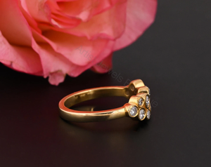 Bubble Diamond Cluster <b>Ring</b> 0.60 Ct Natural Diamonds Sterling <b>Silver</b> Rhodium Plated Gold Bezel Set Wedding Elegant <b>Statement</b> - Product Image 2