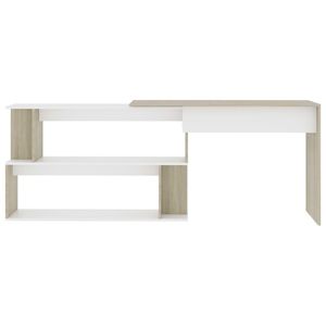 White and Sonoma <b>Oak</b> Engineered Wood Computer <b>Desk</b> 78.7"x19.7"x29.9" <b>Corner</b> <b>Desk</b> - Product Image 4