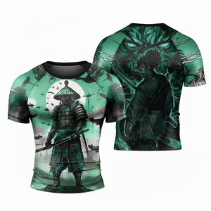เสื้อยืดออกกำลังกายแบบสั่งทำ OEM ODM ขายส่ง ออกแบบเองได้ เสื้อรัดรูปสีพื้นเรียบ แขนสั้น เสื้อแรชการ์ด เสื้อยืดกีฬาฟิตเนสสั่งทำ - Product Image 5