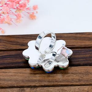 Anillo Floral de Plata de Ley Oxidada con Turquesa, Joyería Boho Hecha a Mano, Regalo Inspirado en la Naturaleza para Ella - Product Image 4