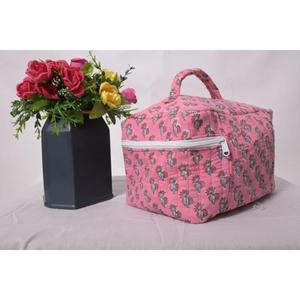 Bolsa de Maquillaje Grande Acolchada de Algodón con Estampado Floral, Bolsa de Cosméticos Hecha a Mano para Viaje, Organizador de Belleza con Cierre para Mujer - Product Image 3