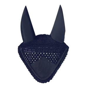 Voile pour cheval blanc et bleu avec protection des oreilles, équipement d'équitation tricoté pour éloigner les mouches - Product Image 3