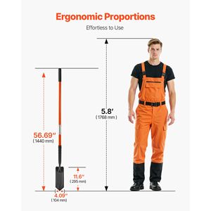 Pelle à tranchée robuste à lame de 4 pouces, pelle étroite pour creuser des tranchées avec manche en fibre de verre antidérapant - Product Image 2
