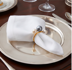 Ronds de serviette en métal modernes avec design double perle pour une utilisation élégante à la table et la décoration de table - Product Image 6