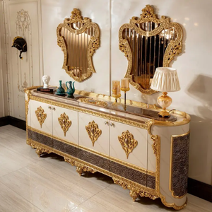 Juego de Comedor de Estilo Europeo Clásico con Madera de Caoba Sólida, Tallado a Mano y Acabado Dorado, Muebles Antiguos - Product Image 5