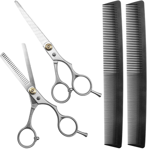 Ensemble de ciseaux de coiffure japonais professionnels en acier inoxydable de haute qualité 6 1/2 pouces, kit de ciseaux à effiler dorés durables pour barbier, 3 pièces - Product Image 1