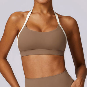 Sujetador Deportivo de Alta Calidad y Soporte para Mujer, Tejido Transpirable de Spandex/Nylon que Absorbe el Sudor, Diseño Racerback, Logotipo Frontal, Yoga - Product Image 1