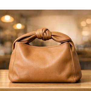 Genuine Leather Knot Handbag <b>Pebbled</b> Shoulder Purse Flap Tote for Daily Use Party Travel - Product Image 1