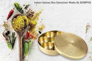 Premium Quality Eco-Friendly Masala <b>Box</b> Our Spice Container Made of <b>Metal</b> Unique Corrosion Resistance Properties Hand Wash Only - Product Image 4