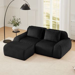 Divano componibile moderno a L da 82 pollici in tessuto flanella, divano oversize a 2 posti senza struttura con seduta profonda per soggiorno - Product Image 1