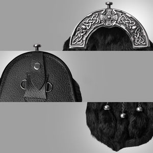 Sac de kilt écossais Sporran professionnel 100 % fourrure de lapin toutes couleurs, style décontracté, pompons, en cuir – Fabricant - Product Image 5