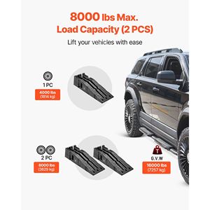 2 Rampe Portatili per Auto ad Alto Profilo, Capacità 16000 Libbre, Altezza Sollevamento 6.7 Pollici, per Manutenzione Garage Domestico - Product Image 3