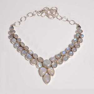 Collar llamativo de piedra lunar arcoíris natural, plata de ley 925, chapado en oro rosa y oro amarillo, joyería hecha a mano, aniversario - Product Image 2