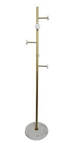 Porte-manteau en métal doré au design luxueux avec base en marbre blanc, options personnalisées pour entrée de luxe - Product Image 3