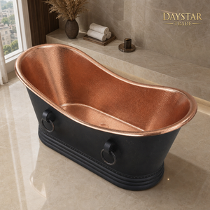 อ่างอาบน้ำทองแดงทรงรีแบบตั้งพื้น Daystar Trade รุ่นหรูหรา ผลิตด้วยมือ คลาสสิก สำหรับผู้ใหญ่ ทนทาน - Product Image 4