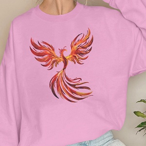 Sudaderas informales de punto con estampado de fénix abstracto para mujer con tonos de fuego - Product Image 4