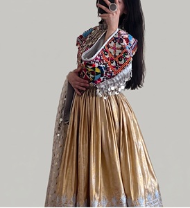 Vestido Maxi Étnico Informal para Mujer, Estilo Afgano Kuchi, Bordado, Bohemio, de Manga Larga, Vintage, para Fiesta, Dorado - Product Image 6