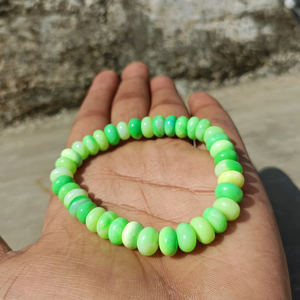 Lakshya Enterprises Polished Natural Green Opal Classic Rondelle <b>Beads</b> <b>Bracelet</b> for Women Men Handmade Stretchable Gemstone - Product Image 2