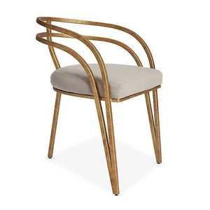 Luxury Gold Metal Frame Armchair Blue Velvet Padded Dining Chair Modern Designer Cafe Chair Elegant Restaurant <b>Seating</b> <b>Seating</b> - Product Image 1