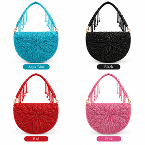 Bolso de mano de noche con cuentas y forma de media luna, con asa de borla, colores personalizados, cierre magnético, venta al por mayor - Product Image 1
