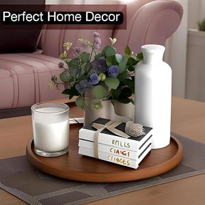 Round Wooden Engraved Handle Serving Tray with Abstract Art Design for Party Dining Table - Product Image 4