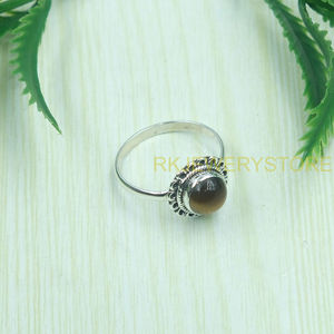 Natural Tiger Eye Gemstone Ring 925 Sterling Silver Handmade Statement Ring Brown Cabochon Stone Boho Vintage Jewelry Wholesale - Product Image 2