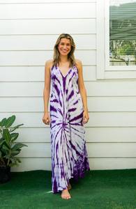 Elegante Tie Dye Maxi vestido de moda verano noche Casual desgaste sólido patrón botón decoración al por mayor playa vacaciones - Product Image 6