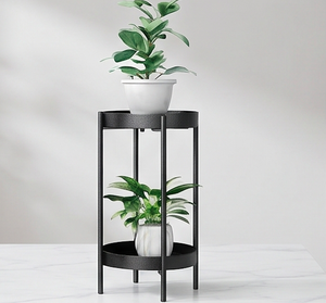 Modern Black Metal 2 <b>Tier</b> <b>Plant</b> <b>Stand</b> Floor Display Holder Ideal For <b>Indoor</b> <b>Plants</b> Home Decor Office Display Or Gifting Use - Product Image 1