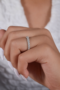 Bague d'éternité en argent sterling 925 avec moissanite taille ronde, plaquée platine, sertie de griffes, de luxe, pour femme - Product Image 3