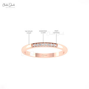 Anillo Apilable de Oro Rosa Sólido de 14K, Corte Brillante, Diamante Blanco de 1.20MM, Anillo Minimalista para Mujer, Precio con Descuento, Novedad 2026 - Product Image 4