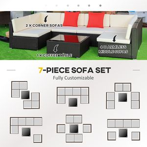 Set Divano da Esterno in Rattan PE a 7 Pezzi con Cuscini e Tavolino da Caffè - Product Image 6