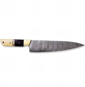 Handcrafted Patterned Steel Culinary Utility <b>Craft</b> <b>Tool</b> Two-Tone Horn & Bone Handle Executive Display Piece - Product Image 3