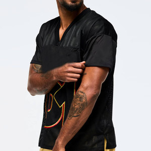 T-shirt Homme Oversize Col V Manches Courtes 100% Coton Tricoté Écologique Décontracté avec Imprimé Rouge 01 sur le Devant - Product Image 5