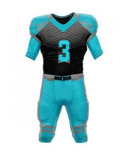 Ensemble d'uniformes de football américain unisexe de qualité supérieure pour l'extérieur, personnalisable avec le nom de l'équipe sur le devant, 100 % polyester respirant et à séchage rapide - Product Image 2