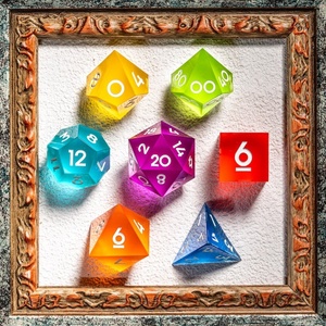 Ensemble de dés D20 en résine bleue écologique de qualité supérieure, peints à la main, polyédriques, pour jeux de société, emballage cadeau de mariage - Product Image 2