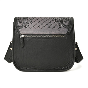 Sac bandoulière carré en cuir de vachette style safari avec franges et pompons pour filles, sac à bandoulière en cuir de vache à poils apparents - Product Image 2